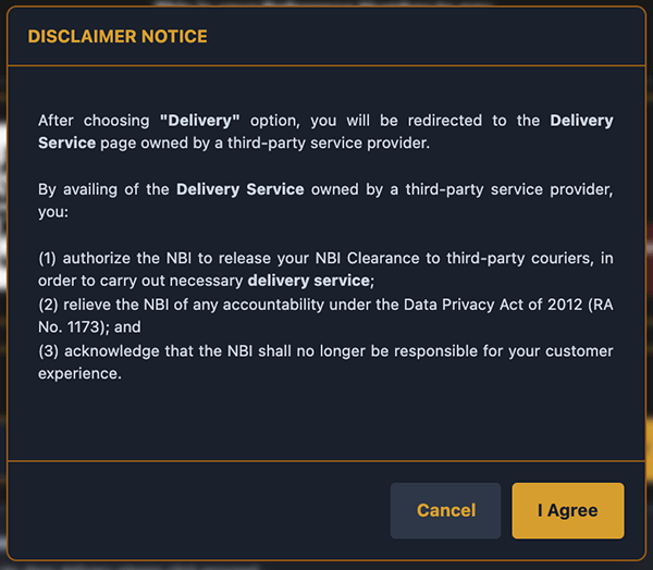 Door To Door Delivery Disclaimer